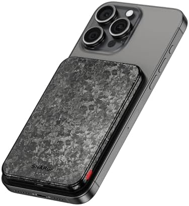 Ultra-Slim Carbon Mag Safe Power Bank – 5000 m Ah Lightweight Charger for i Phone 16 Pro Max/15/14/13 Series – 20 W PD Fast Charging with Durable Carbon Fiber Design – Effortless Magnetic Connection for On-the-Go Power