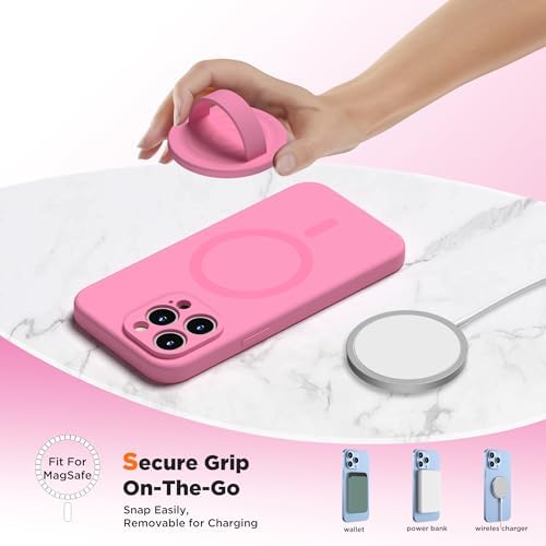 Upgraded Magnetic Phone Grip for i Phone: Premium Silicone Loop Holder with Mag Safe Compatibility – Ergonomic 360-Degree Stand, Non-Slip Design in Sleek Black for Enhanced Comfort and Secure Handling on i Phone 16/15/14/13/12 Pro Max/Plus