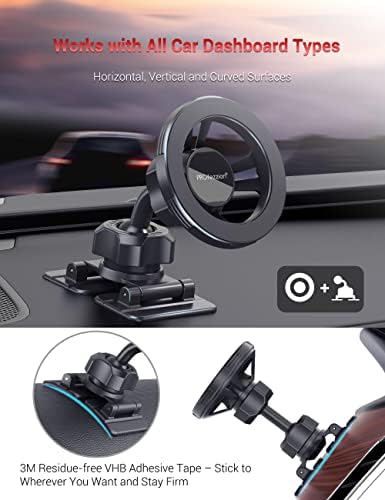 PROfezzion Deluxe Magnetic Car Mount: Secure Metal Mag Safe Holder for i Phone 16, 15, 14, 13, 12 Pro Max & All Smartphones – Hands-Free 360° Rotation for Safe Navigation, Easy Air Vent & Dashboard Installation, Enhanced Grip for Seamless Driving Experience