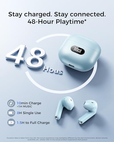 Revolutionary Bluetooth 5.4 Wireless Earbuds – Immersive Surround Sound with 48-Hour Playtime, IPX7 Waterproof for Ultimate Sports Performance, Tap-Control for Effortless Use, LED Display Charging Case – Perfectly Compatible with i Phone & Android Devices