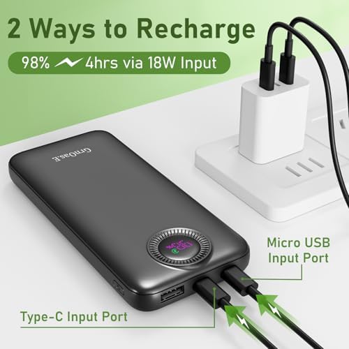 Ultimate Dual 10,000 m Ah Fast Charging Power Bank with Integrated Cables – Versatile Portable Charger for i Phone, Android, and More – 22.5 W High-Speed Charging with 4 Outputs, Airline-Approved Safety Features, Perfect Travel Companion for All Your Devices