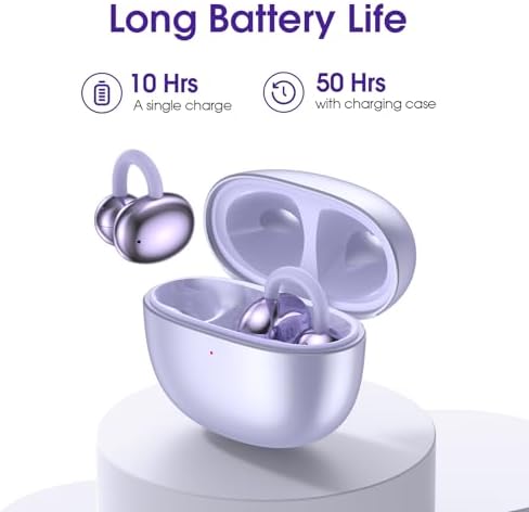 Open Wearable Wireless Earbuds with Clip-on Design – Ultra-Lightweight (0.15 oz) Waterproof Headphones for Active Lifestyles | 50-Hour Battery Life & Bluetooth 5.4 for Seamless Connectivity | Perfect for Sports, Fitness, and Work with Glasses-Friendly Comfort