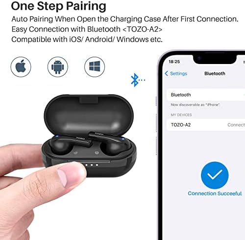 TOZO A2 Mini Wireless Earbuds – Bluetooth 5.3 Lightweight In-Ear Headphones with Advanced Waterproof Technology, Exceptional Sound Quality, and Ergonomic Design for Music, Calls, and Active Lifestyles – Portable Charging Case Included in Elegant Black Finish
