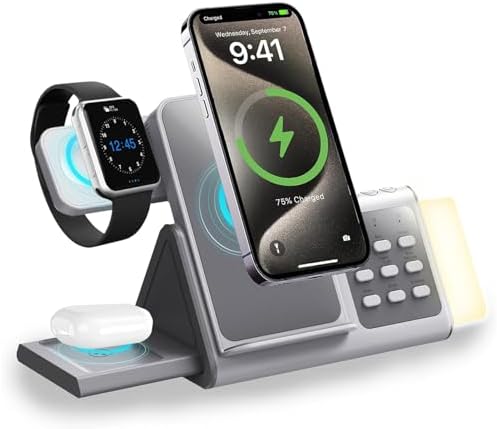 Multifunctional 3-in-1 Wireless Charging Station with White Noise Machine, Adjustable Night Lights & Auto-Off Timer – Ideal for Charging Multiple Devices, Enhancing Relaxation, and Reducing Clutter in Home or Office Spaces