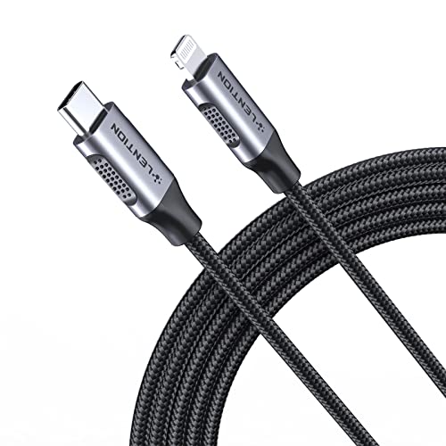 LENTION MFi Certified USB C to Lightning Charging Cable – 3.3 ft Durable Nylon Braided Fast Charger for i Phone 13/12/11/Pro/Max/X/XR/SE/i Pad Air/Pro/Mini – Enhanced Power Delivery & Stylish Space Gray Design for Ultimate Compatibility