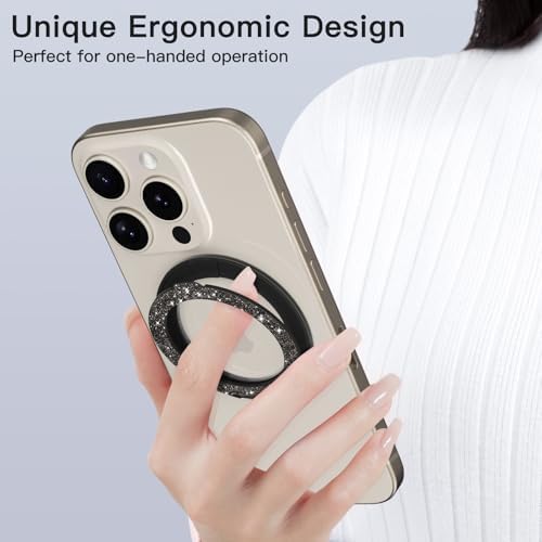 Advanced COOLQO 2-Pack 360° Rotating Phone Grip Ring Stand – Premium Magnetic Holders for Stress Relief & Enhanced Smartphone Stability – Universal Fit for All Devices – Elegant Silver Design for Car & Desk Use