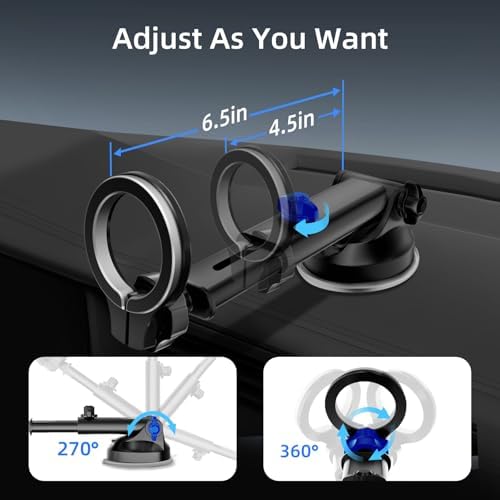 Premium Magnetic Phone Holder for Car – Pop-Tech Mag Safe Mount in Aviation-Grade Aluminum for i Phone 16 Series – Strong Grip & Versatile Dashboard/Windshield Fit – Effortless One-Handed Operation for Safe Driving