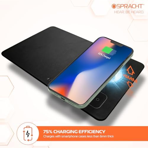 Magnetic Wireless Charging Mouse Pad by Spracht – 15 W Dual Charging for Smartphones & Earbuds – Premium Smooth Tracking Surface – Quick Qualcomm QC3 Technology – Perfect Magnetic Alignment for Optimal Charging – Sleek Workspace Design to Enhance Productivity and Minimize Clutter