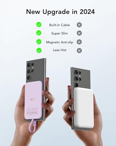 VEEKTOMX 5000 m Ah Ultra-Slim Portable Charger – Lightweight Power Bank with USB-C Cable, Stylish Pink Power Bank for i Phone 15/Plus/Pro/Pro Max & Android – Fast Charging, Ideal for On-the-Go Convenience and Daily Use