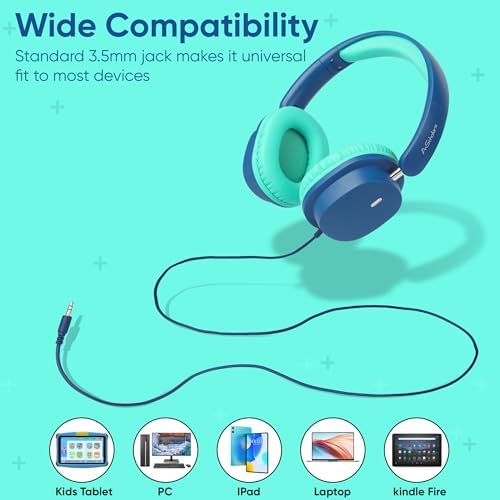 Vibrant Over-Ear Headphones for Kids – 5-Pack Foldable Wired Earphones with 3.5 mm Jack – Ideal Audio Solution for Classrooms, Travel, and Online Learning – Lightweight, Durable, and Engaging Colors for Young Learners