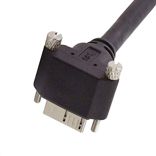 Chenyang 90-Degree Micro USB 3.0 Cable – Type A Male to Micro B Male, 3 M High-Speed Connector for Industrial Cameras & Devices, Enhanced Durability with Mount Panel Screws, Perfect for Tight Spaces and Optimal Cable Management