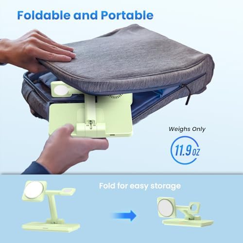 Joy Geek 3-in-1 Foldable Wireless Charging Station for Mag-Safe i Phone – Ultimate Travel Dock for i Phone 12-16 Pro Max, Apple Watch Series 4-10, and Air Pods Pro 2/3/4 – Fast, Compact, and Convenient Power Solution for On-the-Go Charging
