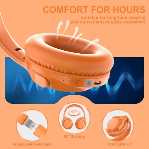 MIDOLA Hi-Fi Bluetooth Over-Ear Headphones – 68-Hour Playtime, Foldable Design for Ultimate Portability, Deep Bass with 6 Custom EQ Modes, Integrated Microphone for Crystal Clear Calls – Perfect for Travel and Home Office Use