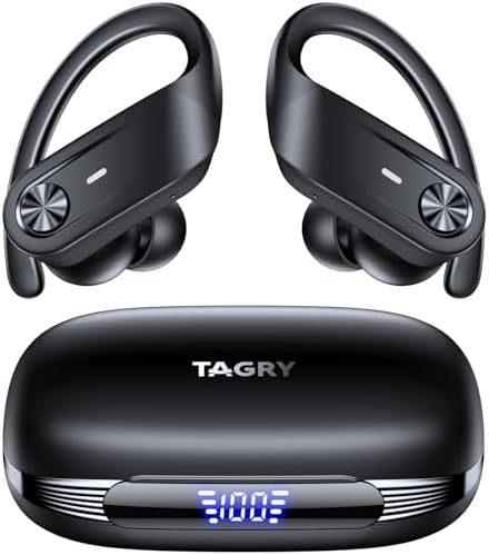 TAGRY Wireless Earbuds: Unmatched 80-Hour Playtime with Deep Bass, IPX7 Waterproof Design – Perfect for Athletes and Fitness Enthusiasts – Effortless Device Pairing with Real-Time Battery Monitoring – Engineered for Comfort and Robust Performance in Active Environments