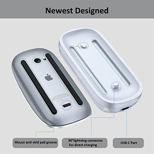 HONKID 3-in-1 Wireless Charging Dock: Fast Charging Station for Magic Mouse 2, Qi-Compatible Devices & Air Pods – Dual-Sided Design with 5 ft USB-A to USB-C Cable for Enhanced Workspace Efficiency and Sleek Aesthetic