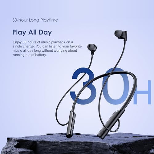 Oraimo Neck Lite Wireless Neckband Earbuds – Ultra-Lightweight Design with Deep Bass, IPX4 Waterproof Rating, and 30-Hour Playtime for Uninterrupted Music Enjoyment – Built-in Microphone for Hands-Free Calls and Magnetic Storage for Seamless Portability