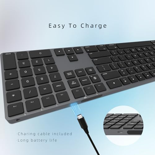 Sleek Space Gray Bluetooth Keyboard for Mac – Rechargeable Wireless Aluminum Design, Low-Profile Silent Keys for Enhanced Typing Comfort, Perfectly Compatible with i Mac, Mac Book & i OS Devices – Elevate Your Workspace Experience