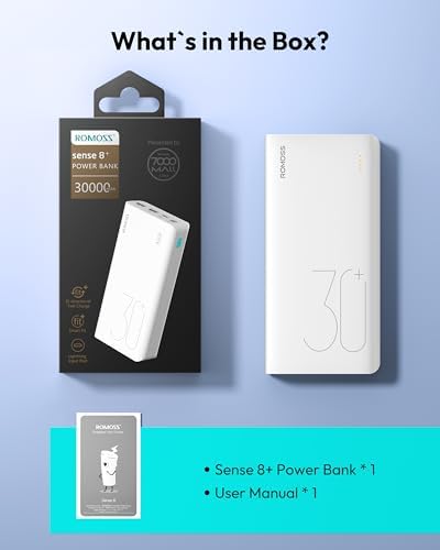 ROMOSS 30000 m Ah High-Capacity Power Bank with 22.5 W Fast Charging – Versatile Portable Charger for Multi-Device Compatibility including i Phone, i Pad Pro, Samsung – Triple Output & Input Design for Effortless Power Management on the Go
