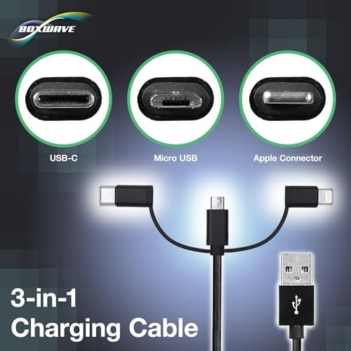 Universal 3-in-1 Charging Cable for Logitech H600 Headset – Box Wave Cable – Durable Jet Black Design with High-Speed Performance and Enhanced Compatibility for Seamless Connectivity