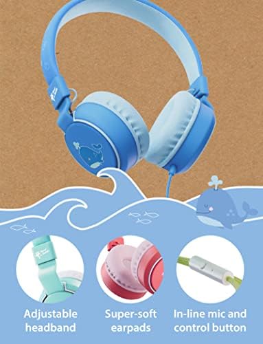 Planet Buddies Eco-Friendly Pink Owl Headphones for Kids – Safe Wired Earphones with 85 d B Volume Limiter, Compact Foldable Design for School & Travel, Hands-Free Microphone for Engaging Learning, Ultra-Lightweight Comfort for Young Ears