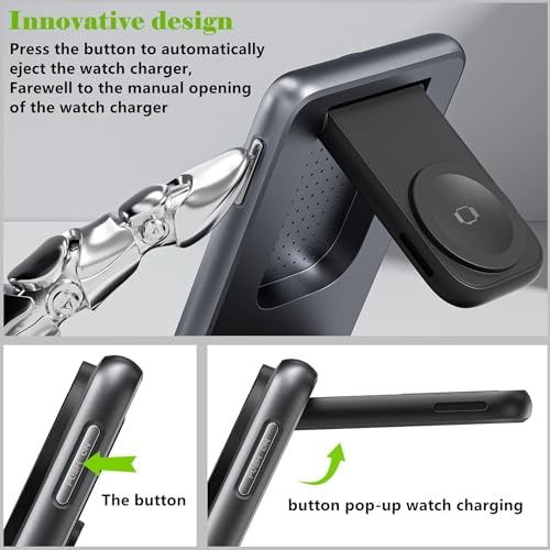 Ultimate 3-in-1 Magnetic Wireless Charging Station for i Phone 16/15/14/13/12, Apple Watch Series 2-10, and Air Pods Pro/2/3/4 – Compact Foldable Design for Travel with Advanced Fast Charging Technology, Intelligent Safety Features, and Stylish Aluminum Build Experience the future of charging with our cutting-edge 2025 Magnetic Wireless Charging Station. This all-in-one solution is engineered to accommodate your i Phone 16/15/14/13/12 series, Apple Watch 2-10 Series, and Air Pods Pro/2/3/4 effortlessly. Say goodbye to tangled cables with a sleek design that offers simultaneous charging for three devices through a single USB-C cable. Equipped with powerful N52 magnets for precise alignment, this charger ensures a hassle-free experience while providing high-speed charging capabilities. Its unique folding mechanism allows for portability, making it the perfect travel companion to fit in your pocket or backpack. With advanced safety features such as overcurrent, overvoltage, and overheating protections, this charger prioritizes your devices’ safety and longevity. The elegant aluminum and polycarbonate construction not only enhances durability but also adds a touch of sophistication to any workspace or home environment. Enjoy the convenience of a non-slip base for stability, plus 24-hour customer support for peace of mind. Elevate your charging experience today!