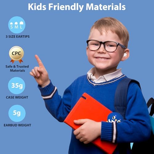 Penguins Kids Bluetooth Headphones – Safe 85 d B Volume Limited Earbuds with 30-Hour Playtime, Waterproof Touch Control for Small Ears – Ideal for School, Travel, and Home Use with Superior Device Compatibility and Child-Friendly Design