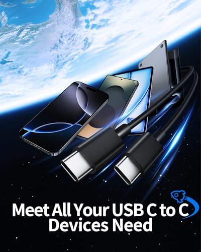 Ultra-Fast USB C to USB C Charging Cable – 2-Pack 3 FT Type C Charger Cord for i Phone 16/15 Pro Max/Plus, i Pad Pro/Air/Mini, Mac Book, Samsung Galaxy S25/S24/S23, Google Pixel 9/8/7 & Android Devices – Durable, Tangle-Free Design for Optimal Performance and Versatility
