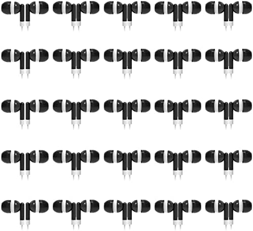 Bulk Pack of 50 Black Earbuds Headphones – Premium Sound Quality for i Phone, Android & MP3 Devices – Comfortable, Durable, and Ideal for Events or Promotions – Enhanced 3.5 mm Compatibility