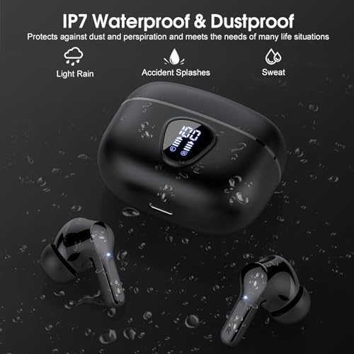 Elevate Your Sound Experience with Premium Wireless Earbuds – Advanced Bluetooth 5.4, Hi-Fi Stereo Audio, and ENC Noise Cancellation for Crystal-Clear Calls, IP7 Waterproof Design for Active Lifestyles, 48-Hour Playtime with LED Battery Display, Chic Rose Gold Finish for Everyday Elegance in Sports and Leisure
