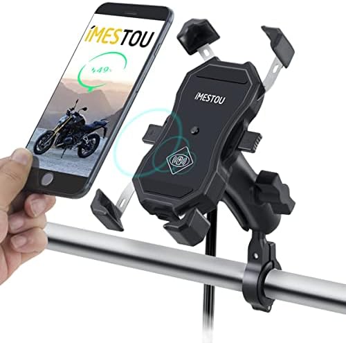 Enhance Your Motorcycle Adventures with the i MESTOU Wireless Phone Mount Charger – Auto-Clamping Handlebar Holder for 3.5″-6.8″ Devices, Fast Qi & USB Charging for 12-24 V Bikes, Effortless Setup for Ultimate Safety and Convenience