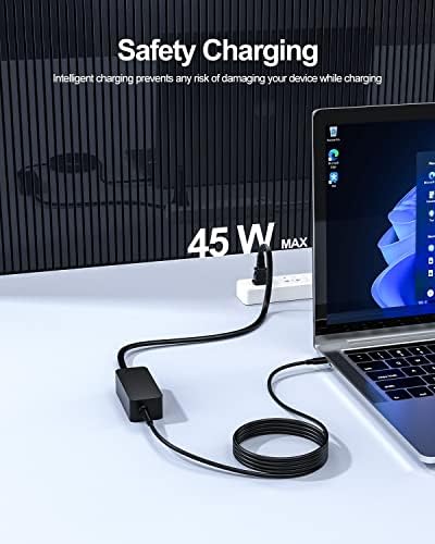 Lenovo Chromebook USB-C Fast Charger with 10 Ft Durable Cable – UL Certified 45 W Power Adapter for Enhanced Safety and Compatibility, Portable Design for On-the-Go Charging with 30-Day Return Warranty