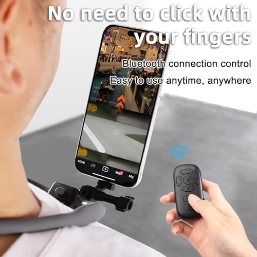 Magnetic Neck Phone Mount for Recording,Magnetic Phone Holder,POV Phone Holder,Magnetic Neck Chest Mount with Wireless Remote,Neck Holder for iPhone Android Phones (Gray Magnetic Model) – Enhanced Compatibility and Speed