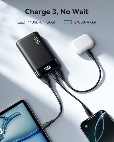 Ultimate INIU Portable Charger – 22.5 W 20000 m Ah Power Bank with Dual USB-C Fast Charging, PD 3.0 & QC 4.0, LED Display – Rapid Charging Solution for i Phone 16, Samsung S23, Google Devices & More – Long-lasting Power for On-the-Go Professionals & Travelers