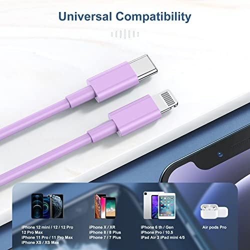 Premium 2 Pack USB C to Lightning Cable – 6 ft Apple MFi Certified Fast Charging Cord for i Phone 13/12/11 Pro/Max, Durable Power Delivery Charging Solution in Sleek Black – Unmatched Speed and Compatibility for On-the-Go Users