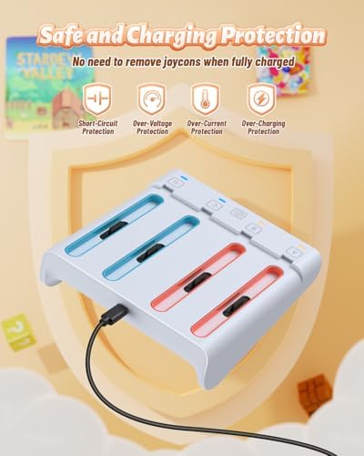 Kinwin Magnetic Charging Dock for Nintendo Switch: 4-in-1 Joy-Con Charger Station for Switch 2/1/OLED – Fast, Reliable Power for Your Controllers with Sleek Design and Enhanced Compatibility
