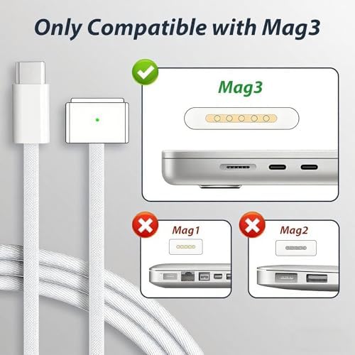 Ultimate 96 W Fast Charger for Mac Book Pro & Air (2021-2025) – Portable USB-C Power Adapter with 6.6 FT Magnetic Cable, LED Indicator, and Advanced Safety Features for M1-M4 Models, Perfect for Fast On-the-Go Charging