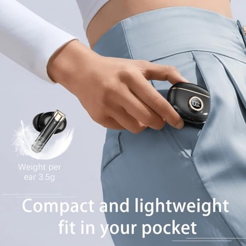 Unleash Your Music with 50-Hour Playtime Wireless Bluetooth Earbuds – IPX7 Waterproof & Noise-Cancelling Technology for Active Lifestyles | Ergonomic Chic Beige Design with Integrated Microphone & LED Battery Gauge for Effortless Connectivity and Ultimate Comfort