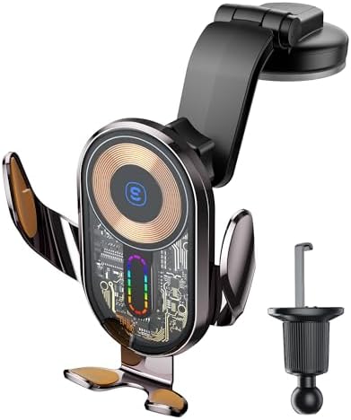 ESSAGER 15 W Fast Wireless Car Charger with Auto-Clamping Phone Holder – Universal Compatibility for i Phone 15/14/13/12/11 Pro Max & Samsung Galaxy S23/S22/S21 – Effortless One-Hand Operation & Optimal Viewing Angles for Ultimate Driving Convenience