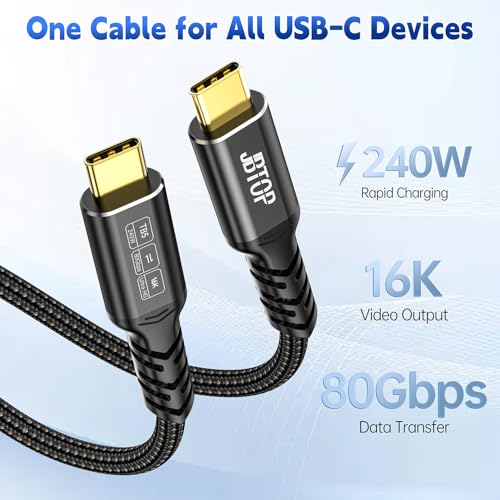 Ultra-Fast 80 Gbps USB-C Charging Cable – 1.5 FT Thunderbolt 5/4/3 Compatible – 240 W Power Delivery for i Phone 16/Pro/Plus/Pro Max & Samsung Galaxy – Dual 8 K/Single 16 K Video Output for Maximum Performance – Unmatched Speed & Durability for Tech Enthusiasts