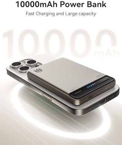 Revolutionize Your Charging Routine with the Kuulaa Mag Safe 10000 m Ah Ultra-Slim Portable Battery Pack – Titanium Finish Wireless Power Bank for i Phone 12/13/14/15/16 with PD 20 W Fast Charging and Magnetic Alignment for Seamless Connectivity