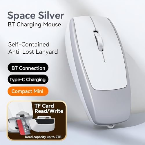 Compact Bluetooth Wireless Mini Mouse with TF Card Reader – Silent, Portable Optical Mouse for PC, Laptop, and Tablets – Ideal Travel Companion and Gift for Men, Women, and Kids – Enhance Productivity Anywhere