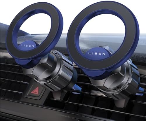 LISEN Magnetic Car Mount Duo – Premium Mag Safe Phone Holder for i Phone 16/15/14/13 Pro Max – 24 Ultra-Strong Magnets for Unmatched Stability – Hands-Free Air Vent Installation – Sleek Green Aesthetic for Trendy Drivers – Elevate Your Driving Experience with Optimal Compatibility and Convenience