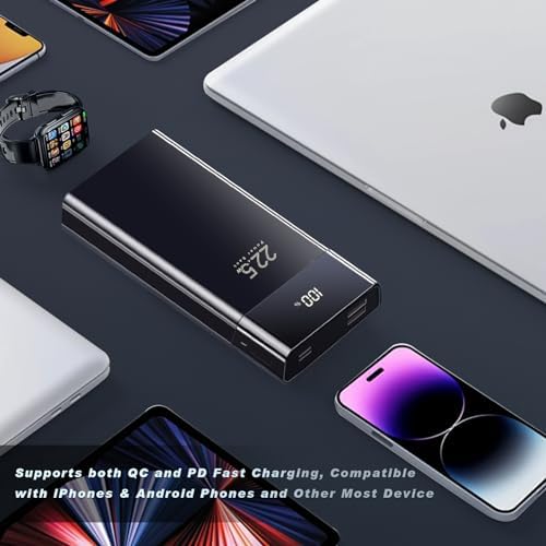 High-Capacity 20000 m Ah Power Bank with LED Display – Fast Charging Portable Charger Featuring QC 22.5 W & PD 20 W, 3 Outputs & Dual Inputs for i Phone, Samsung, i Pad & More – Ultimate Compatibility & Efficiency for On-the-Go Power Solutions