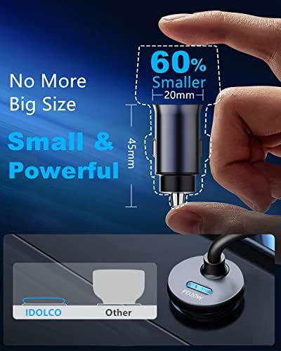 Dual-Port USB C Car Charger with 50 W Power Delivery – Super Fast Charging Adapter for i Phone 15/14 & Galaxy S24/S23 – Includes 4 ft Type C Cable – Enhanced Compatibility for Android Devices – Compact & Durable Cigarette Lighter Charger for On-the-Go Power Solutions