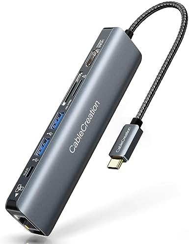 Unlock Ultimate Connectivity with the 7-in-1 USB C Hub 4 K 60 Hz | Cable Creation Multiport Adapter for Seamless 1 Gbps Ethernet, Stunning HDMI Display, Dual USB 3.0 Ports, 100 W PD Charging & SD/TF Card Support – Perfect for Mac Book Pro, i Pad Pro & Steam Deck Users!