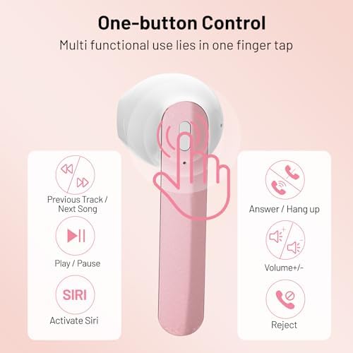 Premium Pink IP7 Waterproof Wireless Earbuds with Superior Noise-Cancelling Technology – Ultimate 50-Hour Playback & LED Charging Case for Enhanced Comfort in Sports and Daily Life