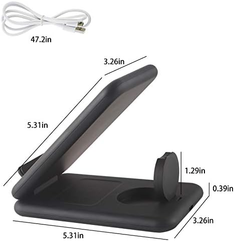 Ultimate 3-in-1 Foldable Fast Wireless Charger – Ultra-Portable Charging Station for i Watch, Air Pods Pro/2, and Qi-Compatible Smartphones – Speedy and Safe Power Hub for i Phone 13/12/11 & Samsung Galaxy S21/S20 with Chic Design and Enhanced Safety Features