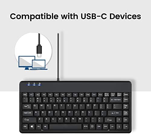 Compact Perixx PERIBOARD-409 H Wired USB Mini Keyboard with Dual USB Hubs – Effortless Typing Experience for Limited Spaces, Enhanced Compatibility, and Fast Connectivity