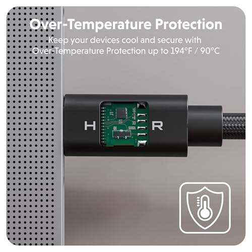 HyperDrive Next USB4 Type-C Performance Charging Cable — USB C Charging w/ 40Gbps Data Transfer, 240W Power Delivery, Fast Charge, 8K Video Support (4ft/1.2m – Black) – Enhanced Compatibility and Speed