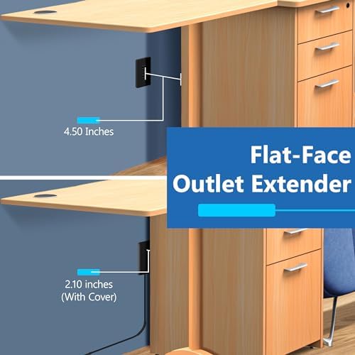 LIDER Ultra-Thin Flat-Face Outlet Extender with 3 Receptacles – Space-Saving Power Strip with 3 ft Cord, ETL-Listed for Safety, Sleek White Design for Modern Interiors – Perfect Solution for Enhanced Device Charging and Versatile Placement